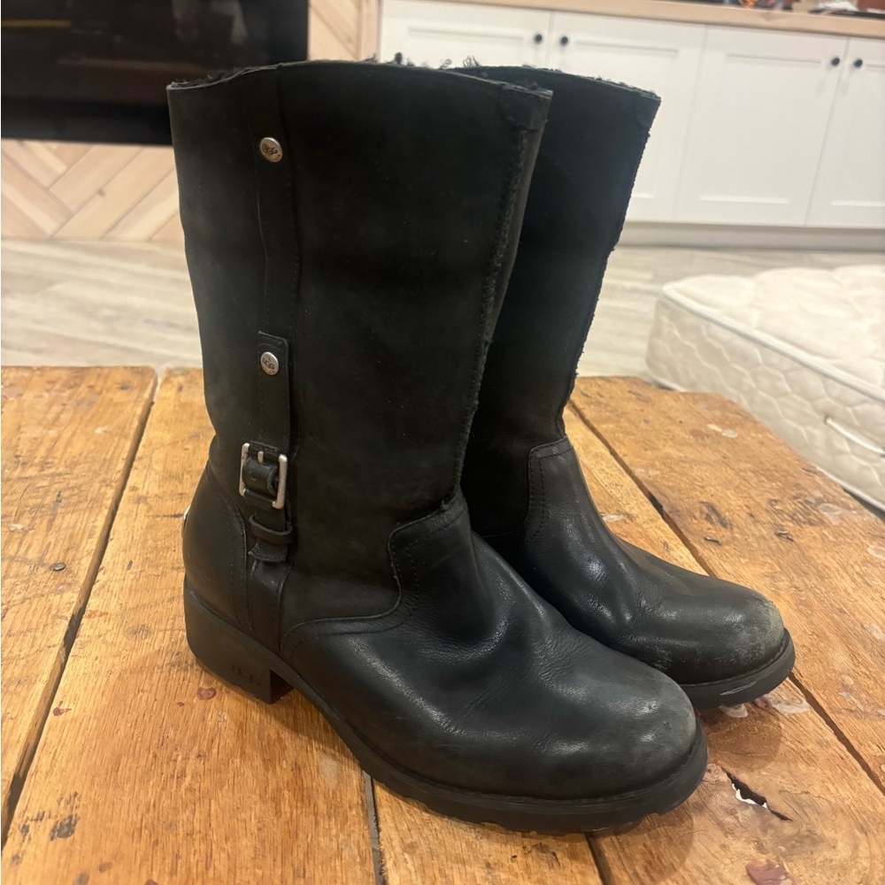 Ugg Winter Black Fold Top Dress Boots